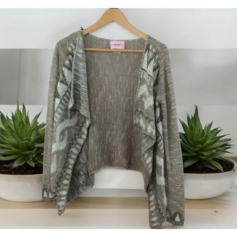 Sweet and‎ Sinful open Front drape cardigan Aztec geometric print Women’s Size M